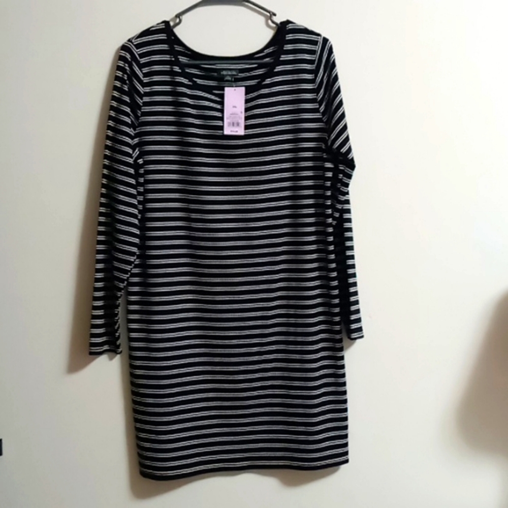 NWT wild fable black and white mini dress long sleeves size XXL